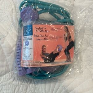Exercise ball and stretch kit to help tone